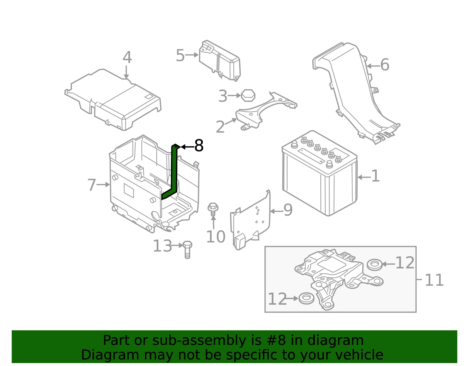 Battery Hold Down Bracket - Mazda (BP4K-56-043) - view 3