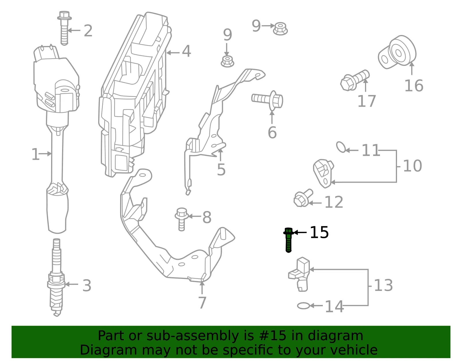 Engine Camshaft Position Sensor Bolt - Mazda (CWA2-18-397) - view 2