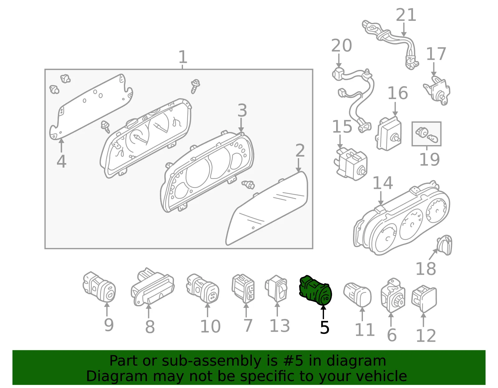 Fog Light Switch - Mazda (EF91-66-4B0B) - view 3