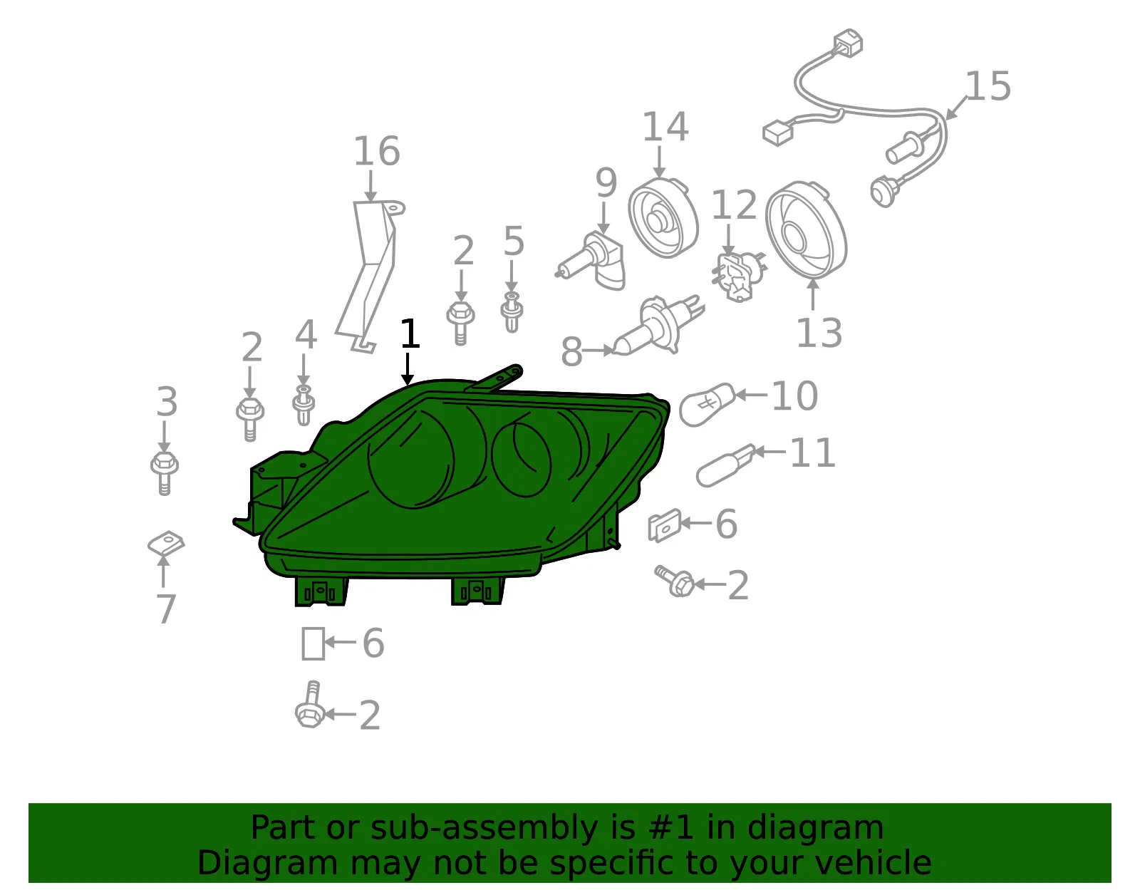 Headlamp Assembly - Driver's Side (LH) - Mazda (EG21-51-0L0P) - view 2
