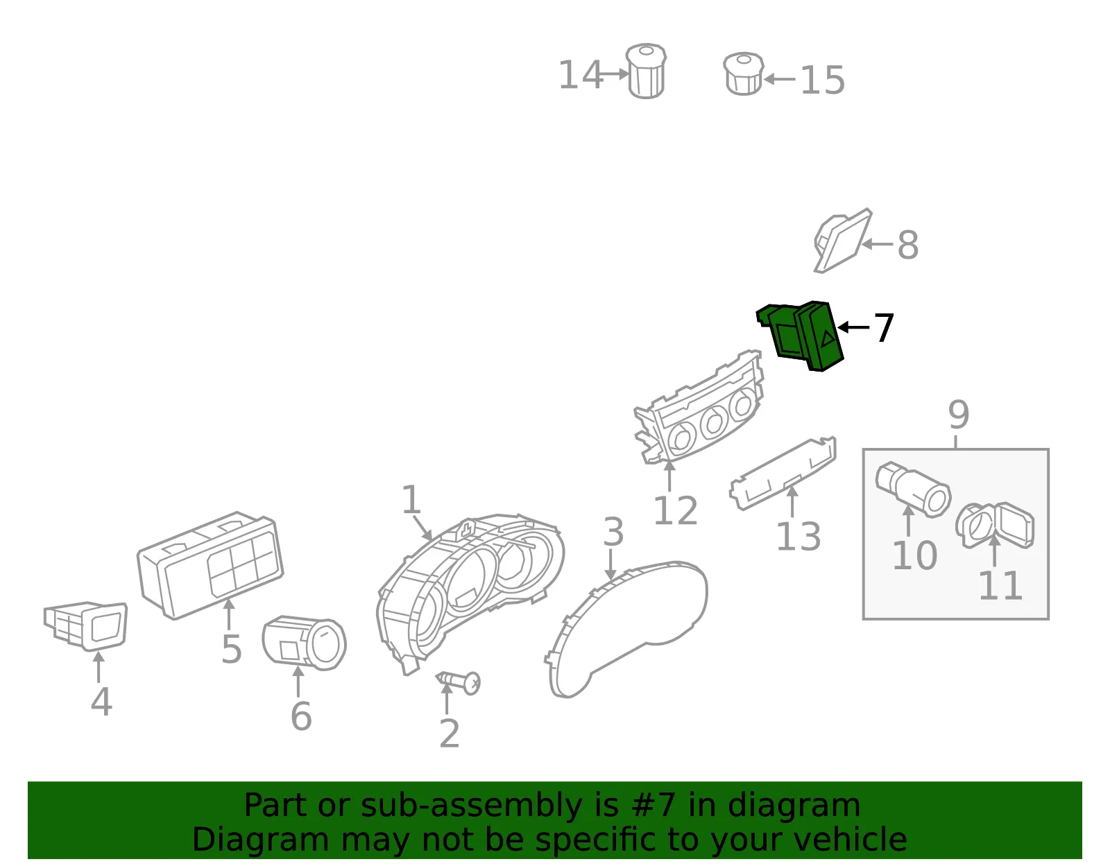 Hazard Switch - Mazda (GKL1-66-4H0) - view 3