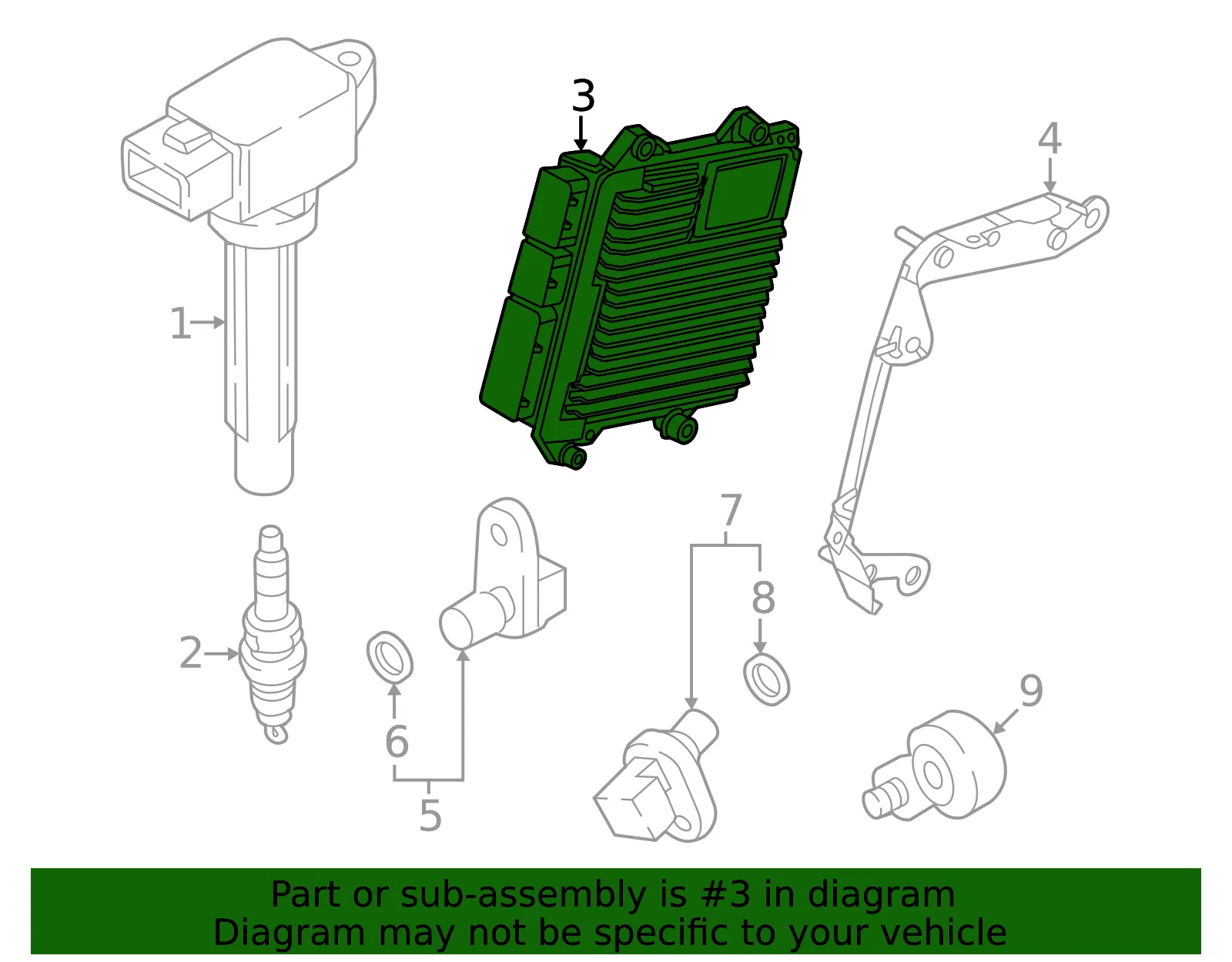 Engine Control Module (ECM) - Mazda (H301-18-881A) - view 2