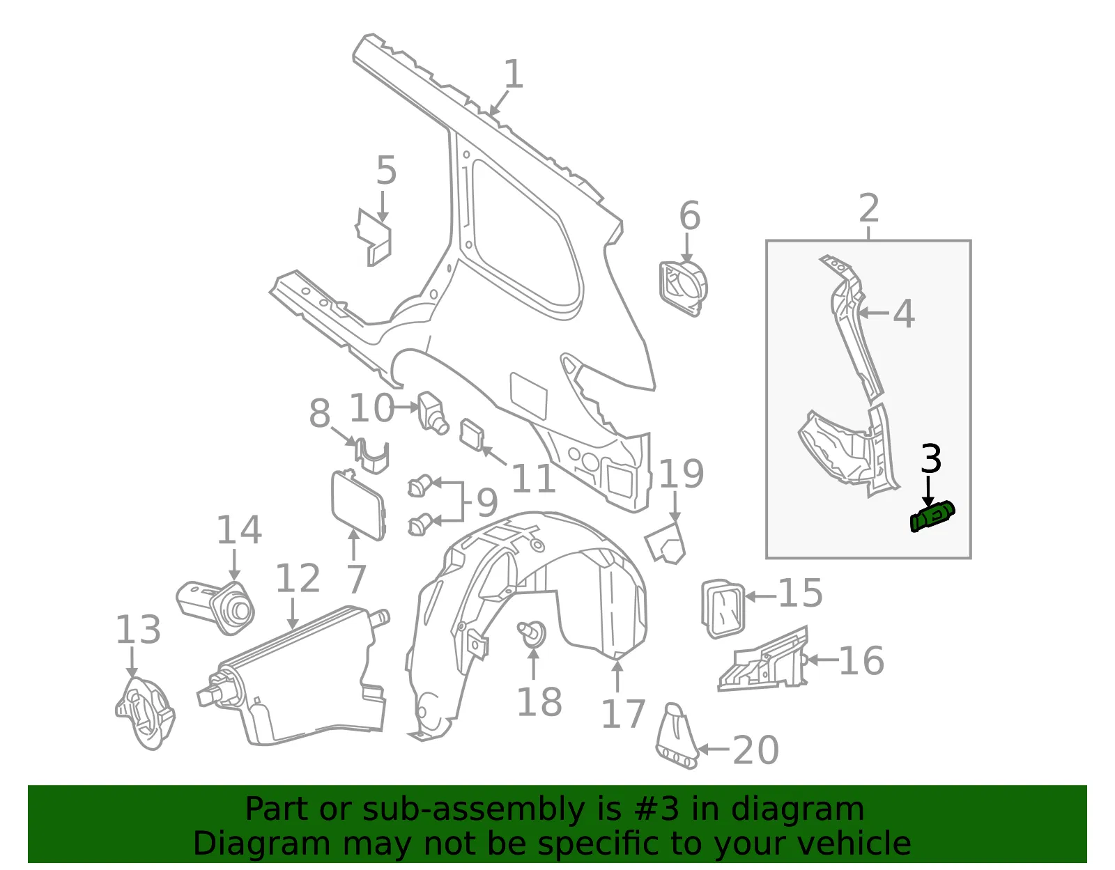 Tail Lamp Pocket Bracket - Driver's Side (LH) - Nissan (H5049-3KAMA) - view 2