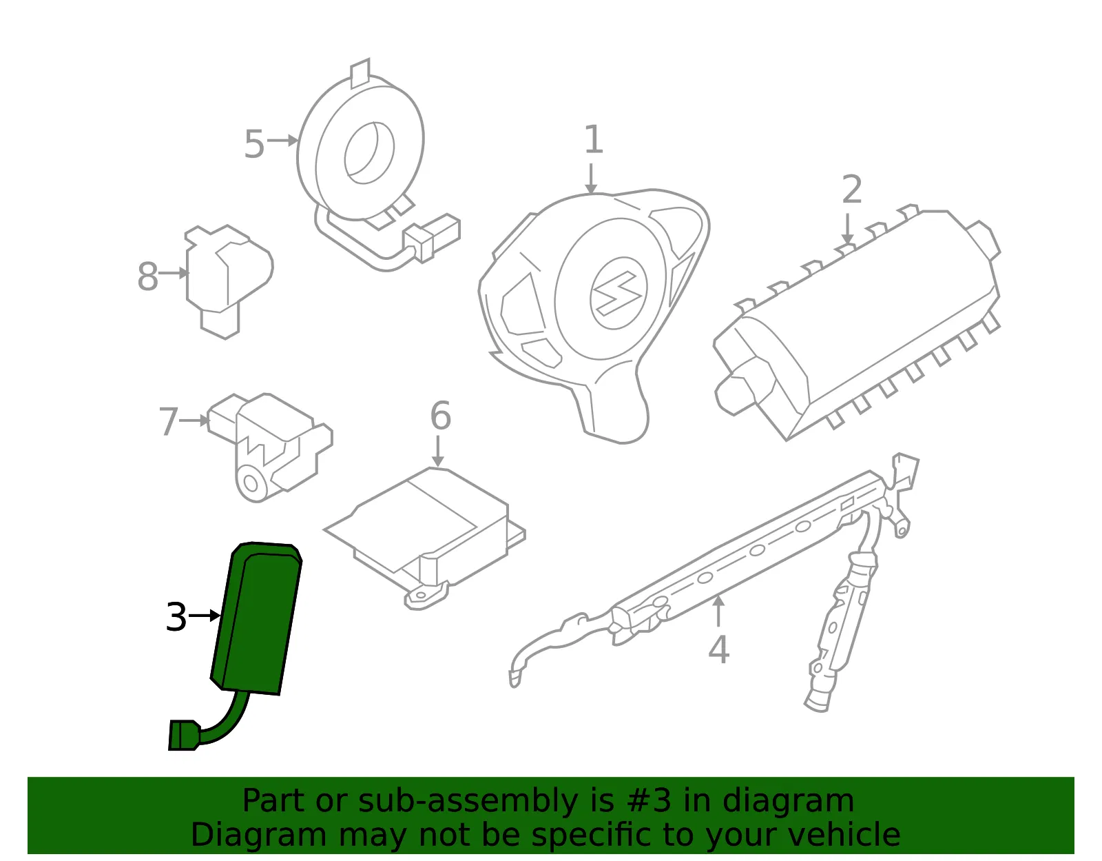 Side Impact Inflator Module - Passenger Side (RH) - Nissan (K8EH0-1ET0A) - view 2