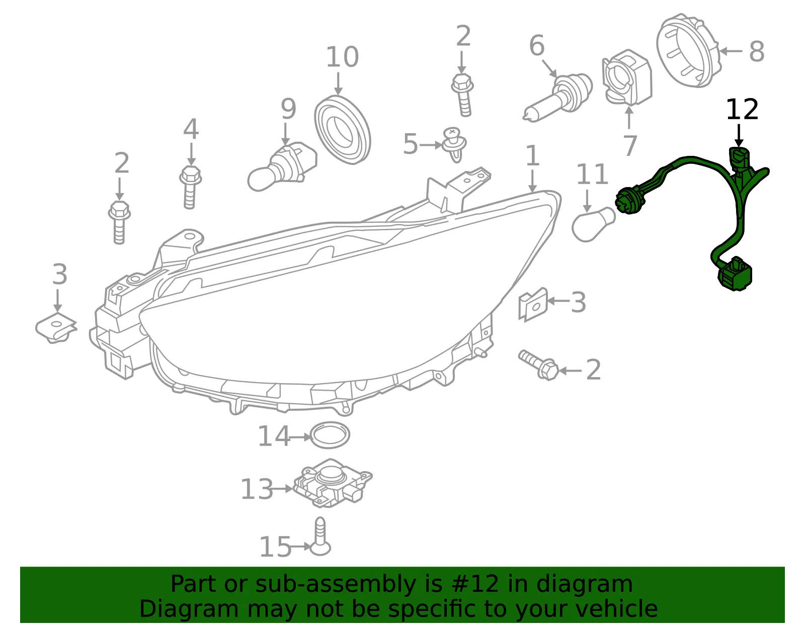 Socket & Wire - Passenger Side (RH) - Mazda (KD33-51-0K6) - view 2