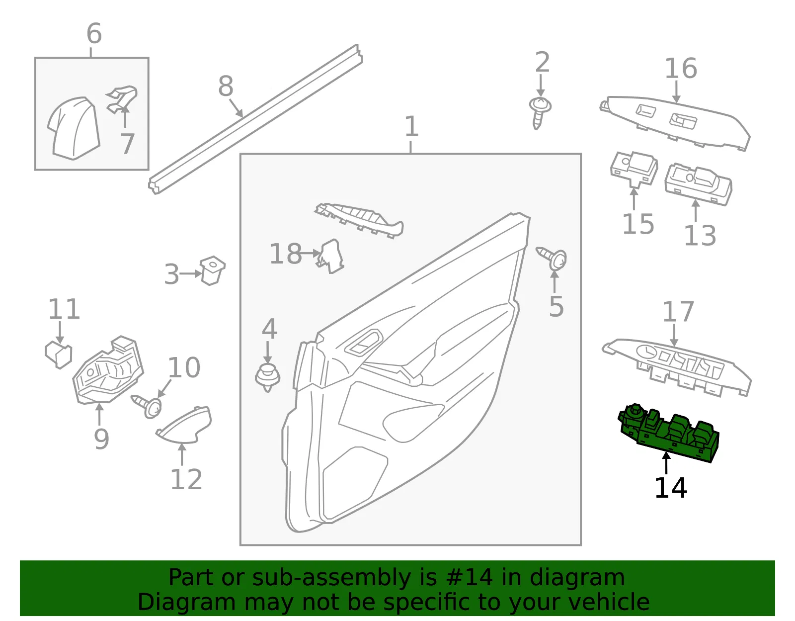 Window Switch - Driver's Side (LH) - Mazda (KD35-66-350) - view 2