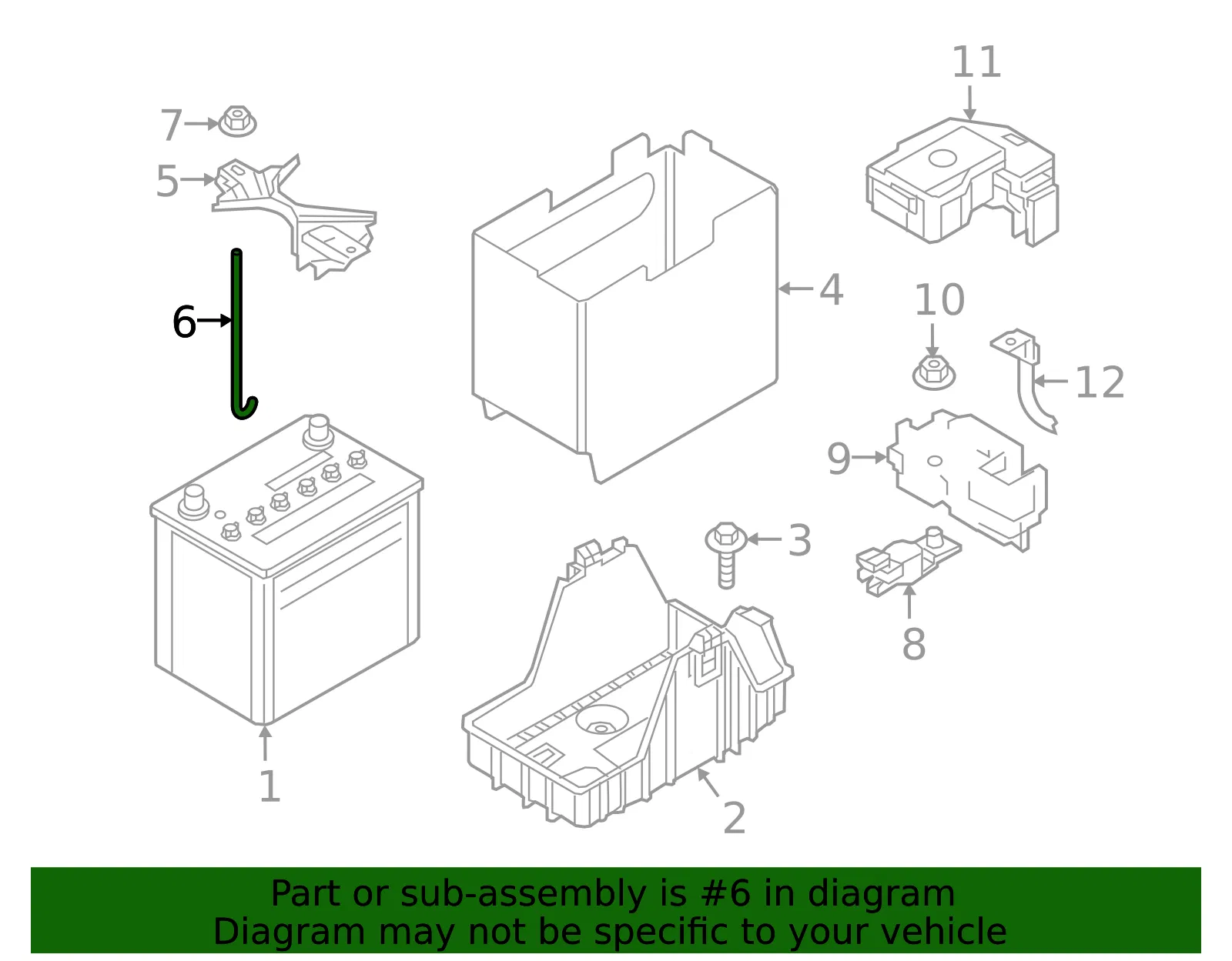 Battery Hold Down Stud - Mazda (N243-56-034) - view 3