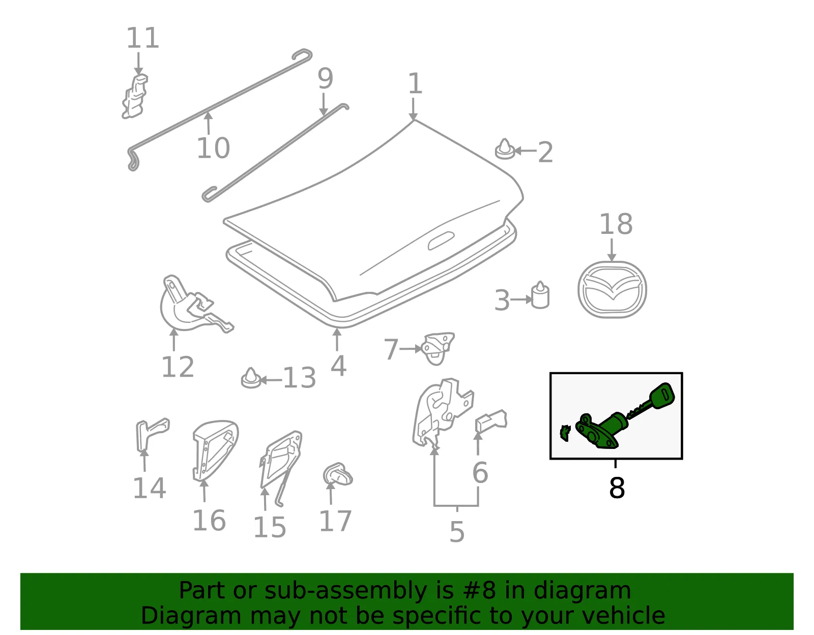 Key Sub Set Trunk - MAZDA (NEY176230) - view 2