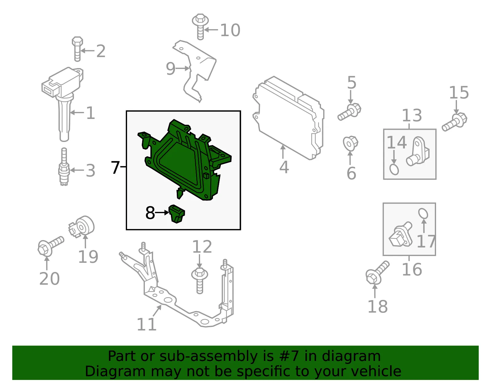 Engine Control Module (ECM) Bracket - Mazda (PXPV-18-885) - view 2
