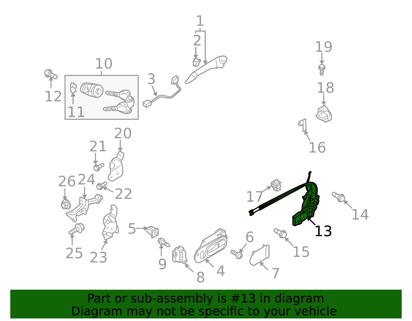 Lock Actuator - Passenger Side (RH) - Mazda (TE70-58-310) - view 2
