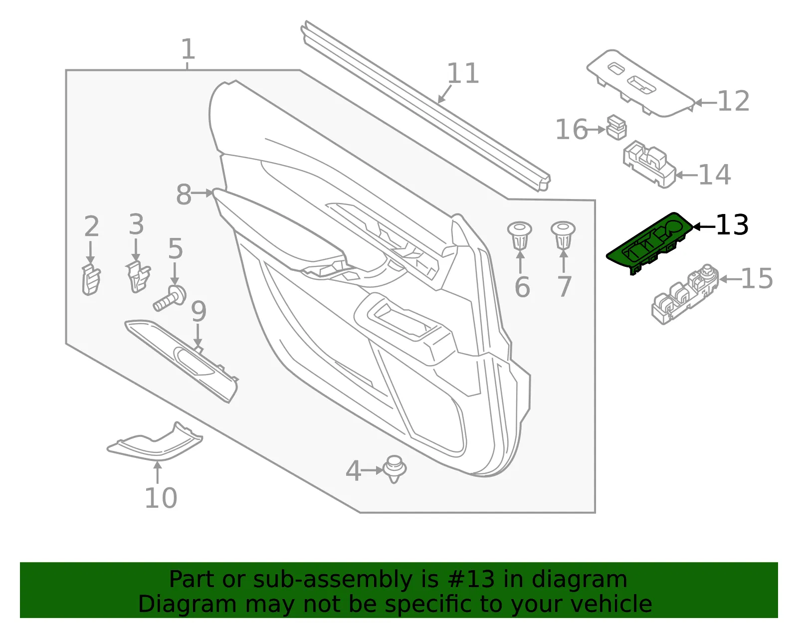 Switch Panel - Driver's Side (LH) - Mazda (TK48-68-4L6C) - view 2