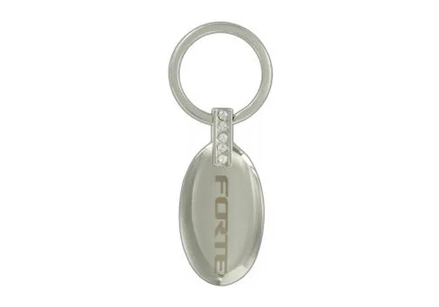 Key Chain - Oval Shape With 4 Clear Crystals - Kia (UE090-AY709)