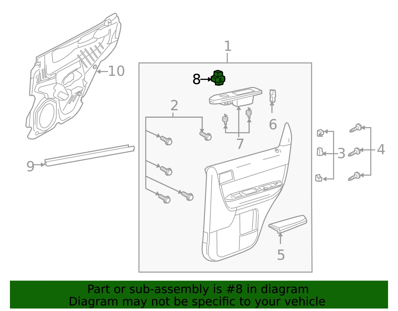 Window Switch - Passenger Side (RH) - Mazda (ZZCA-66-370) - view 3