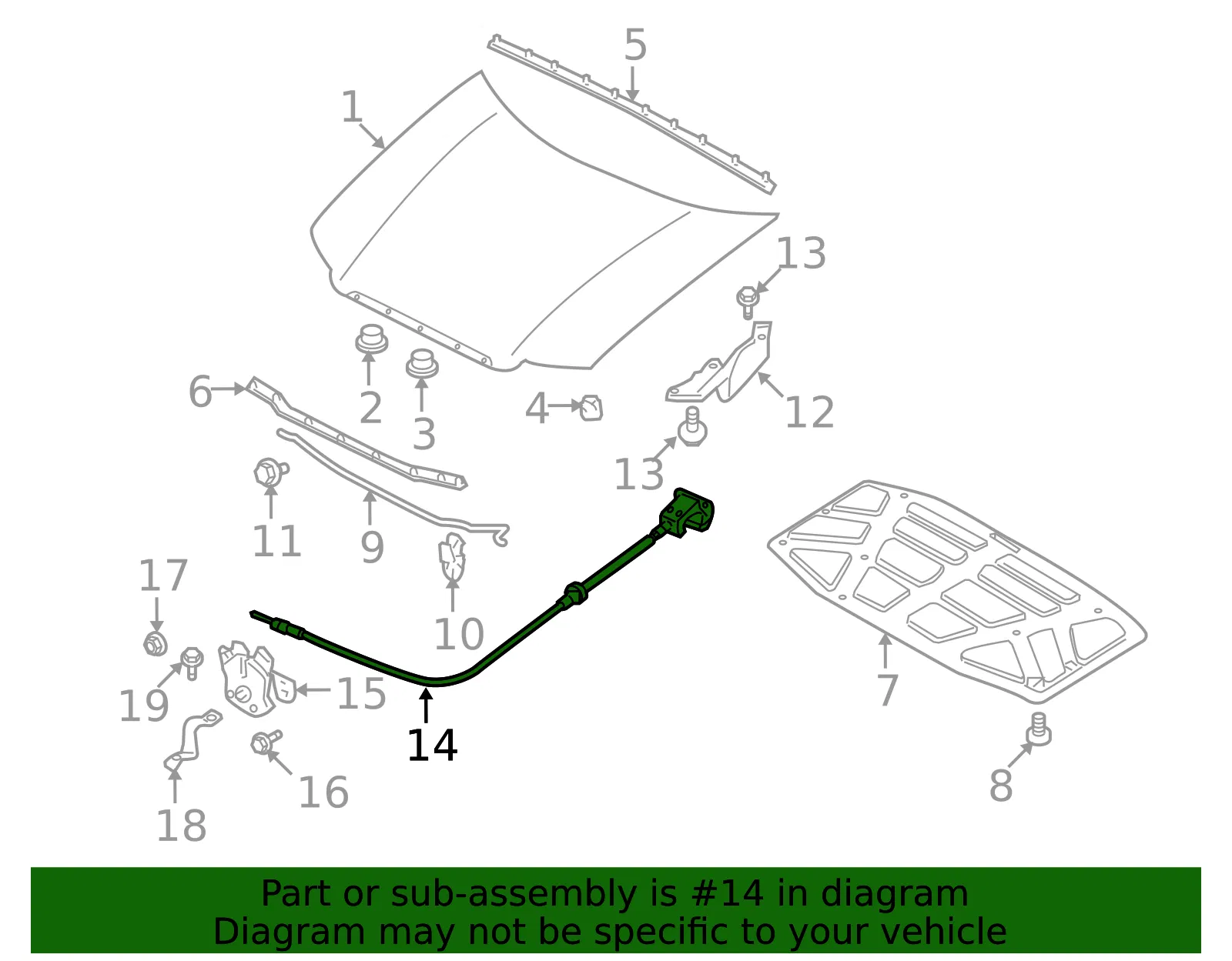 Wire Release Bonnet - MAZDA (ZZCA56710) - view 2