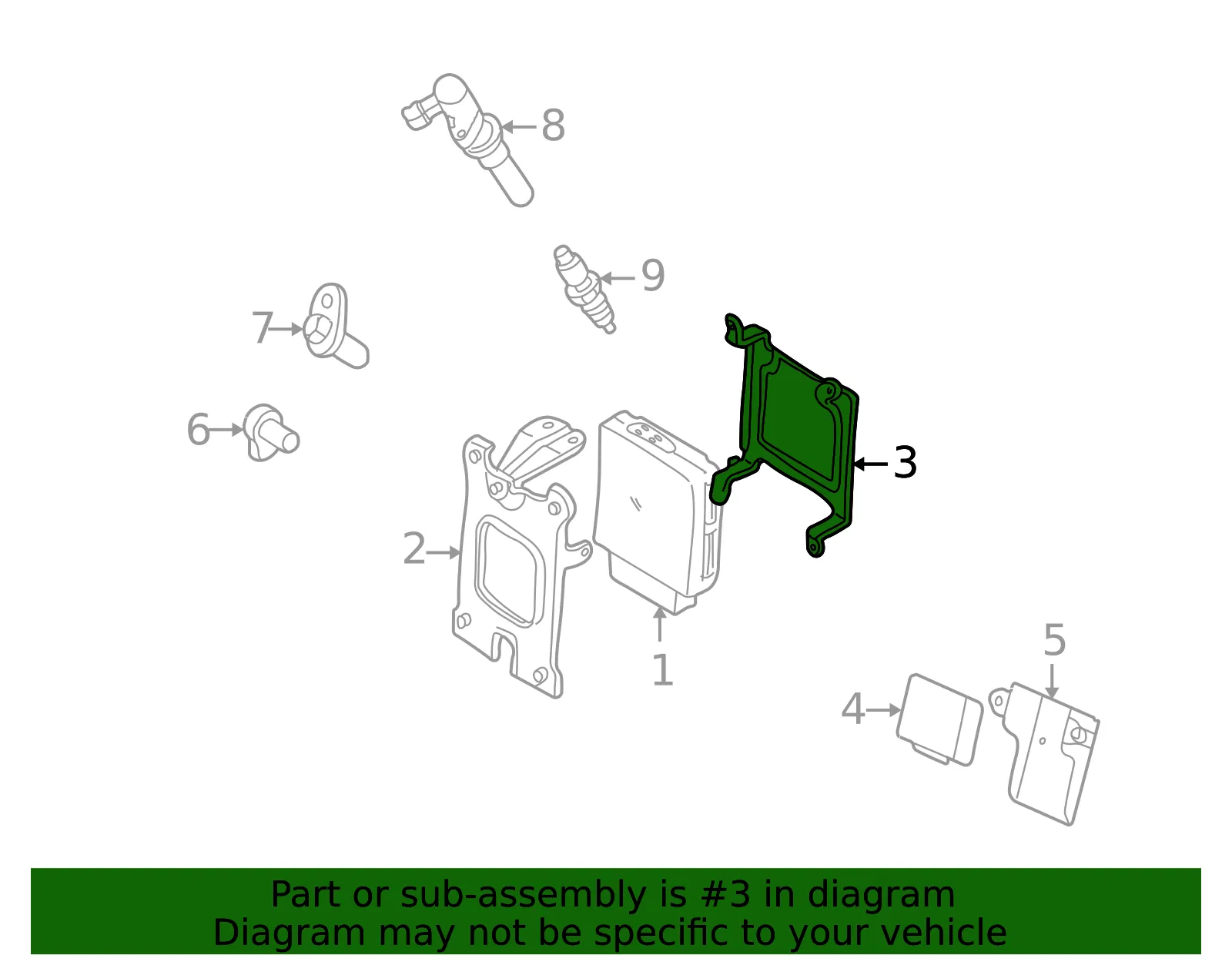 Engine Control Module (ECM) Bracket - Mazda (aj5118710a) - view 2