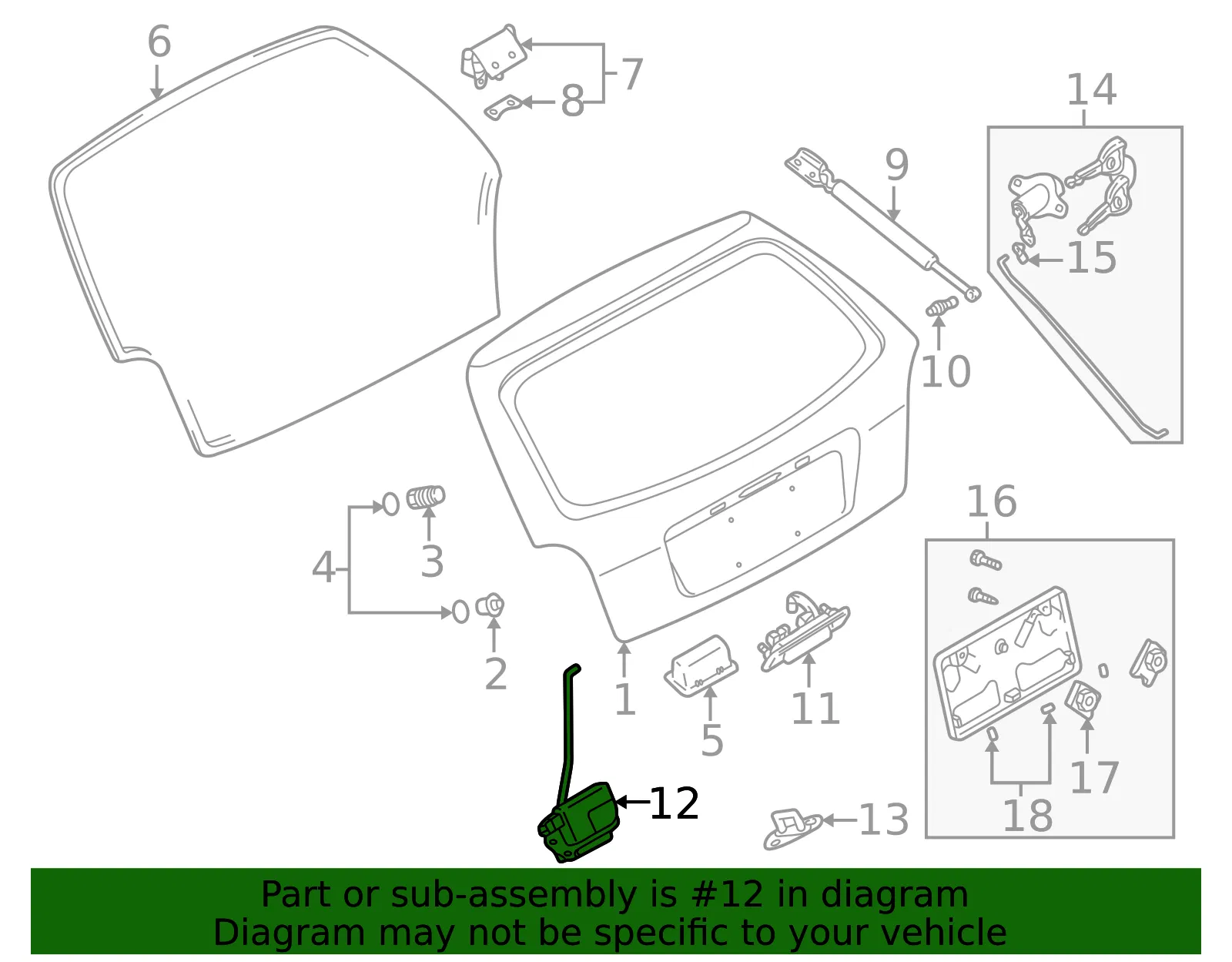 Trunk Lock Actuator Motor - Mazda (b25w62310c) - view 2