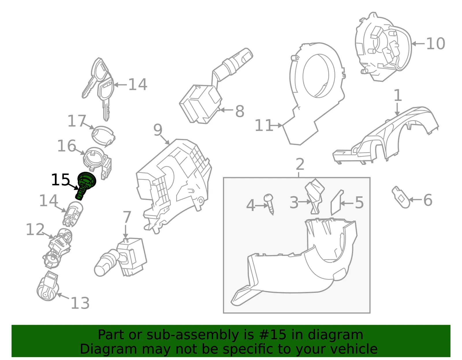 Ignition Lock Cylinder - Mazda (bbm366149a) - view 2