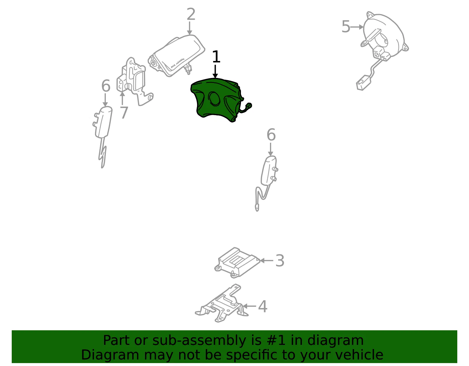 Driver Inflator Module - Mazda (bj0e57k0043) - view 2