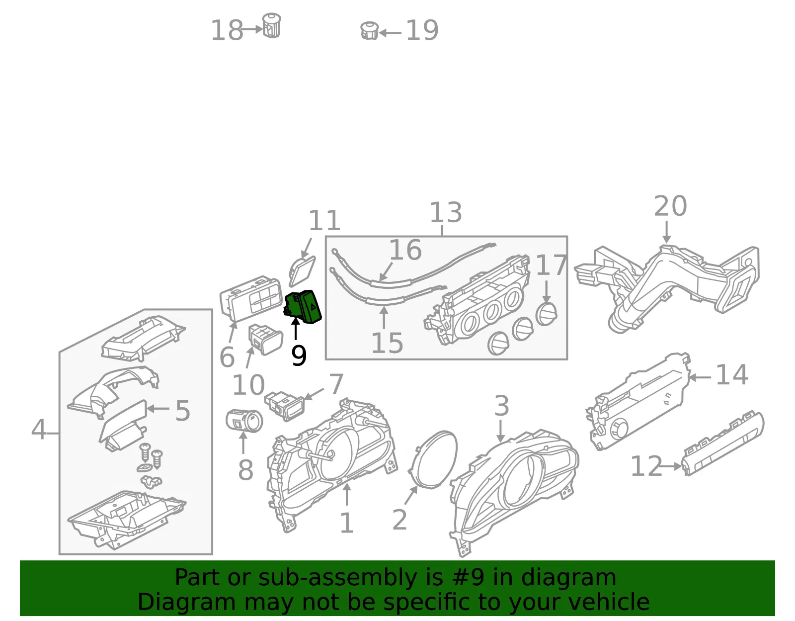 Hazard Switch - Mazda (bjs7664h0) - view 2