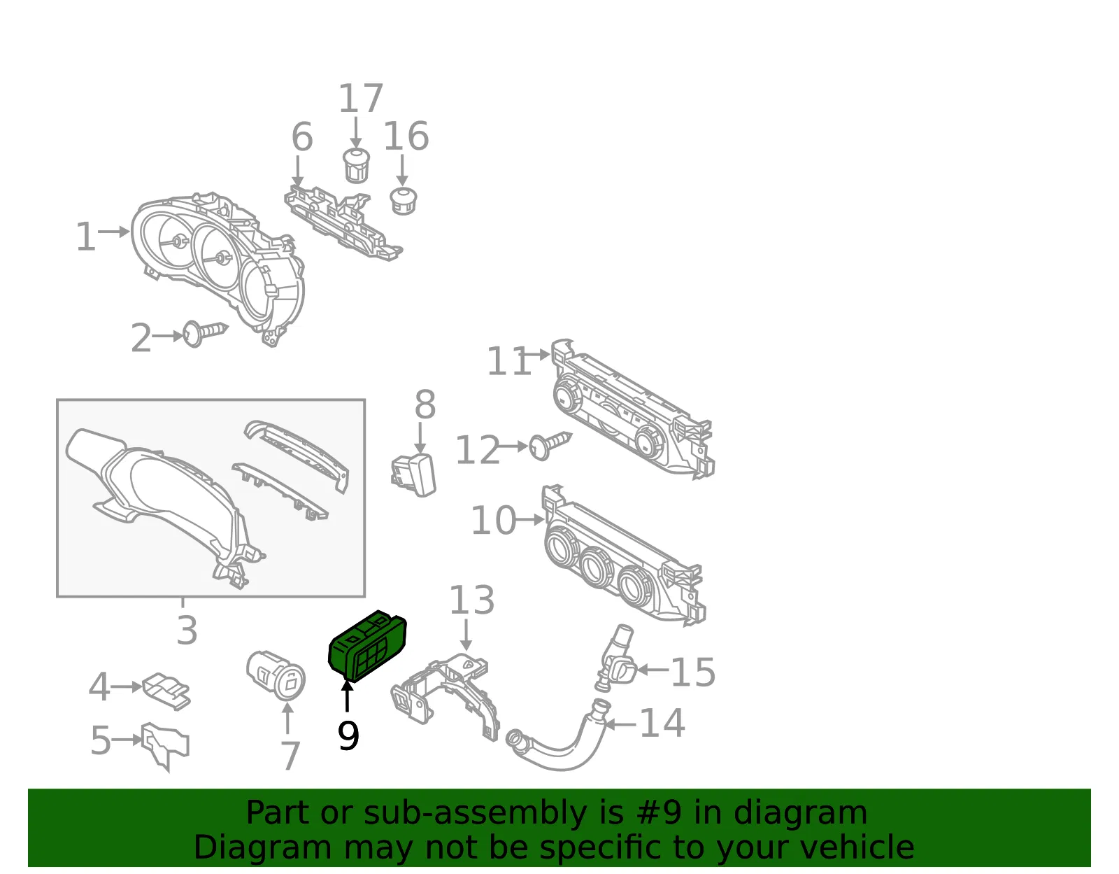 Control Switch Assembly - Mazda (dj1a66170a) - view 2