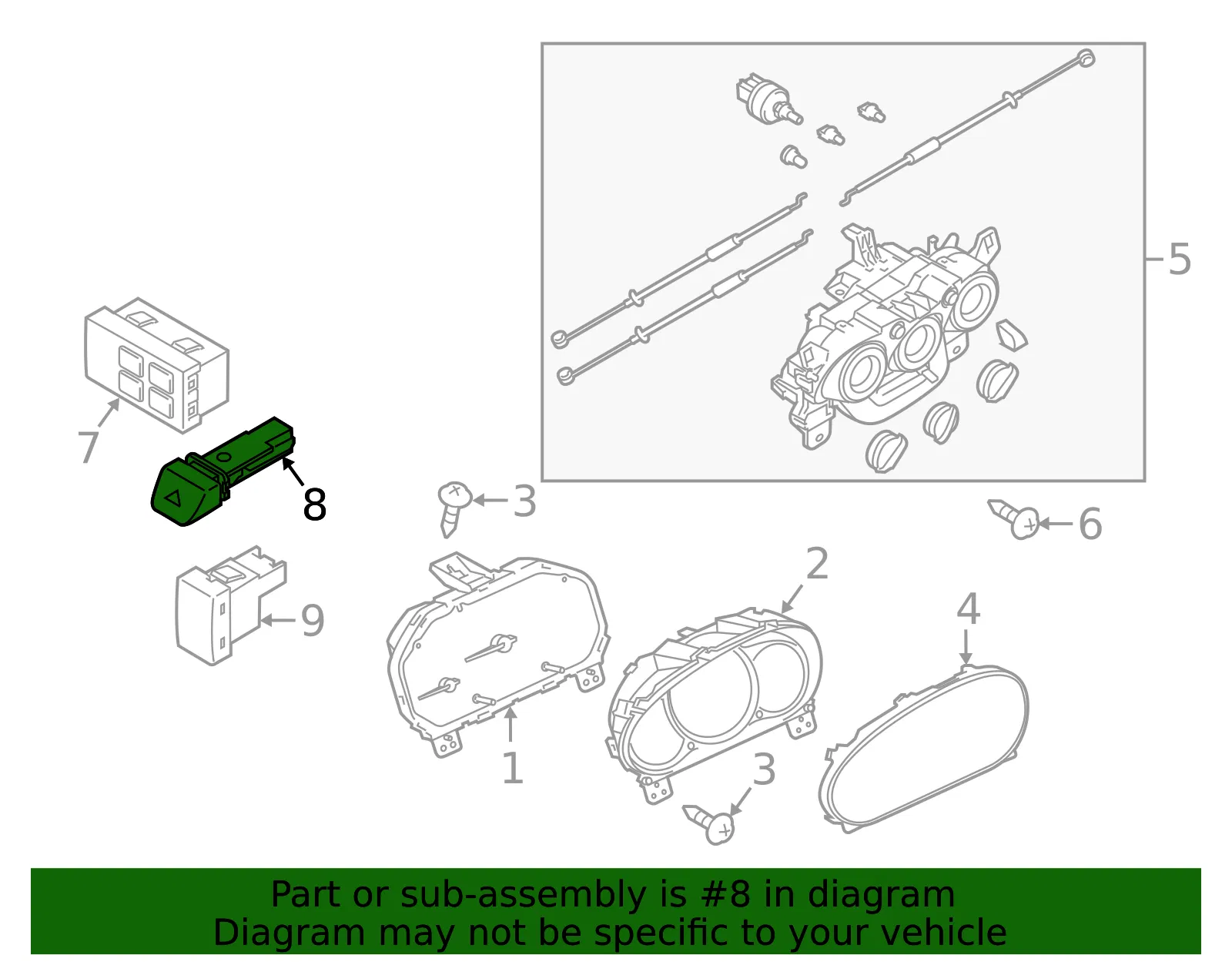 Hazard Switch - Mazda (dr61664h0) - view 2