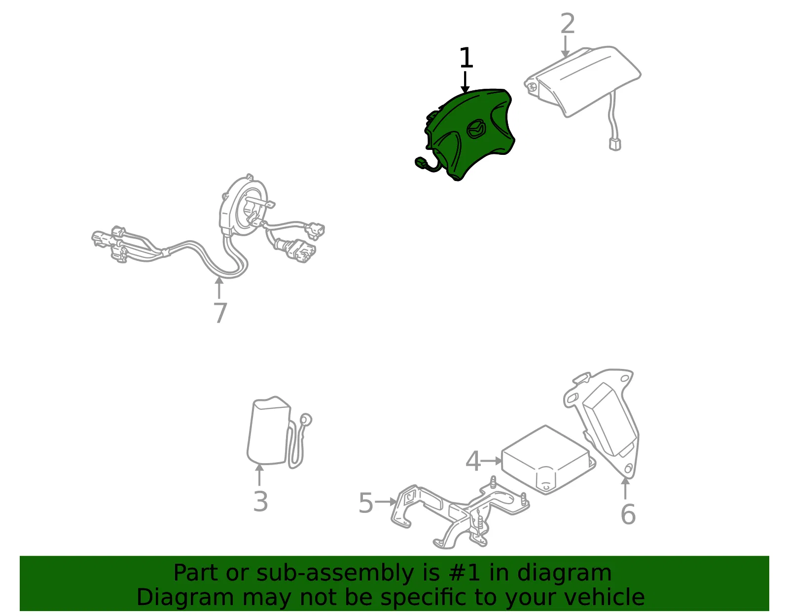 Driver Inflator Module - Mazda (gd7a57k00g) - view 2