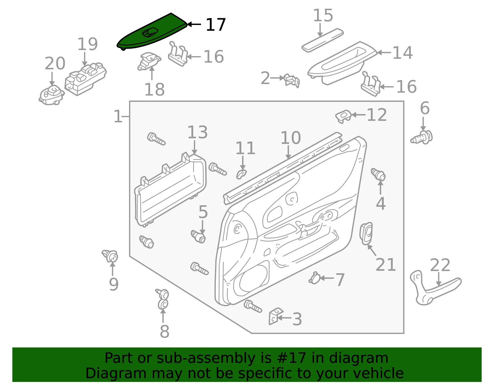 Door Switch Trim Panel - Mazda (ge4v684l1h65) - view 2