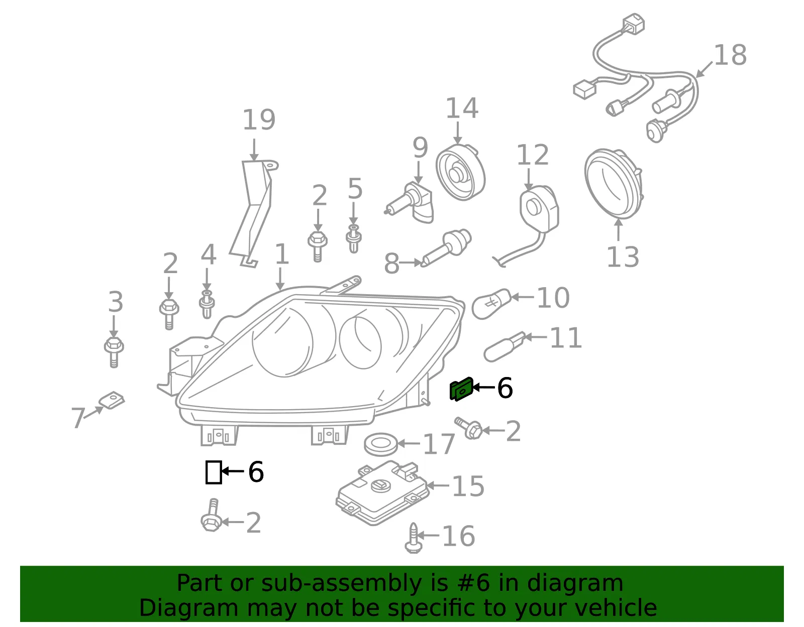 Headlamp Assembly U-Nut - Mazda (gg2m51689) - view 2