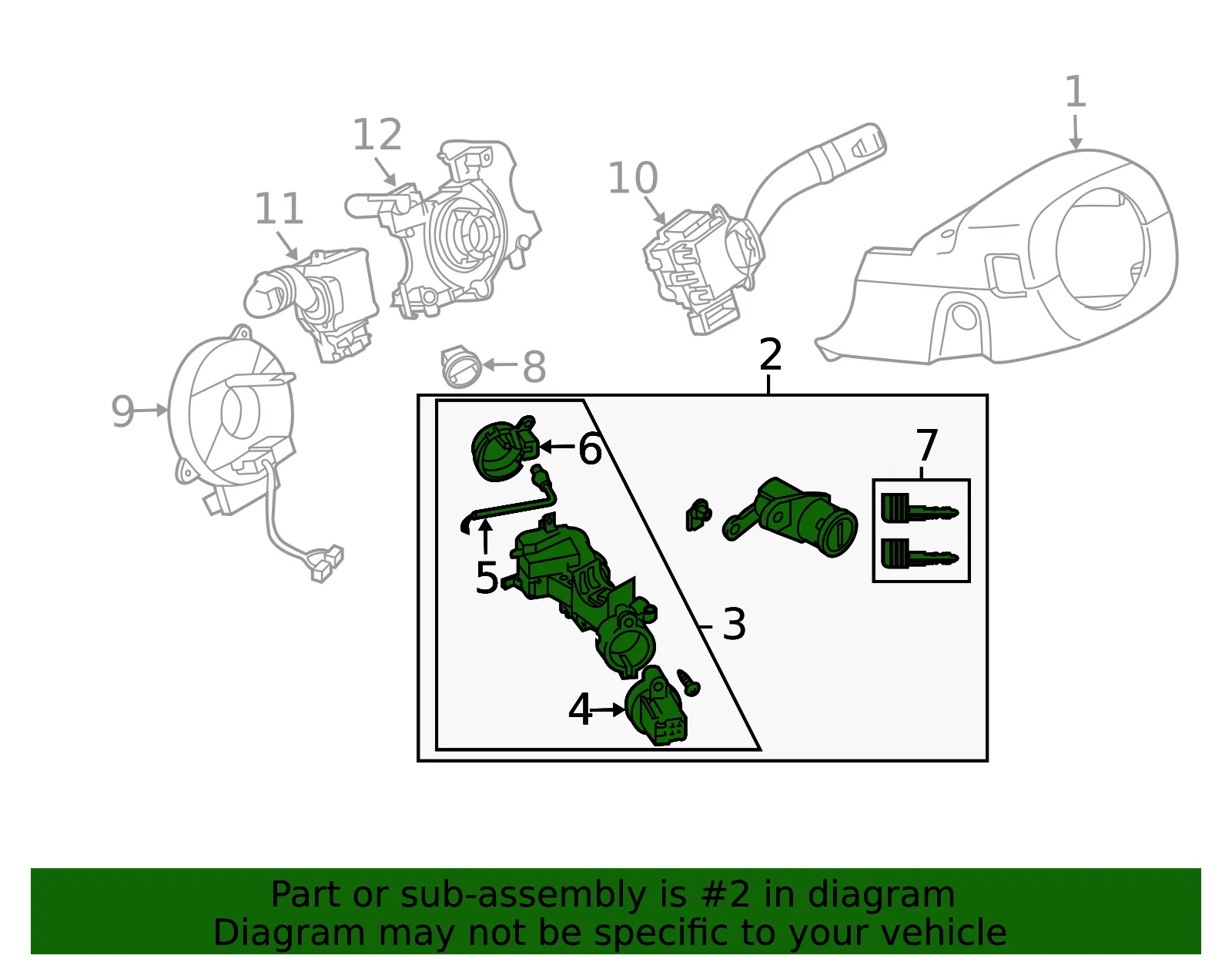 Ignition Lock Assembly - Mazda (gp9b09010c) - view 2