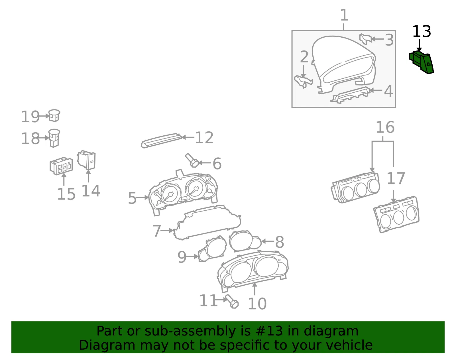 Hazard Switch - Mazda (gs1d664h0a) - view 2