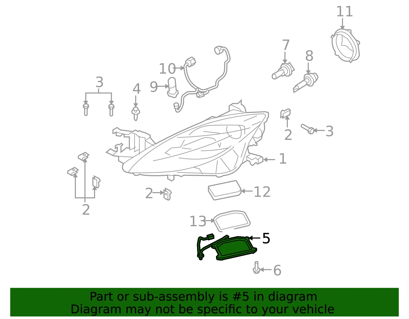 Headlamp Assembly Cover - Mazda (gs1g510d2) - view 2