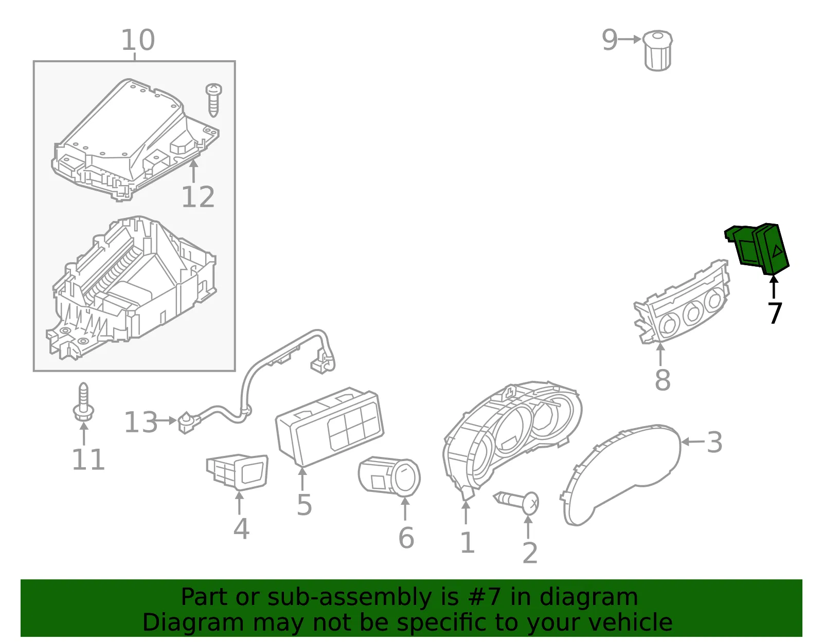 Hazard Switch - Mazda (gsl3664h0) - view 2