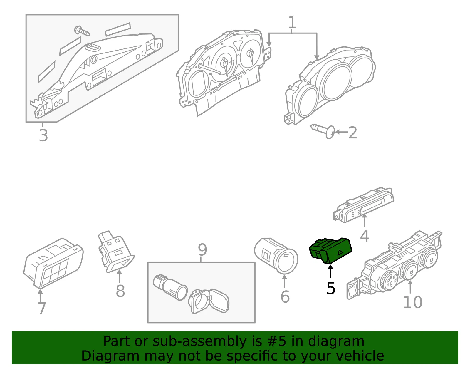 Hazard Switch - Mazda (n243664h0) - view 2