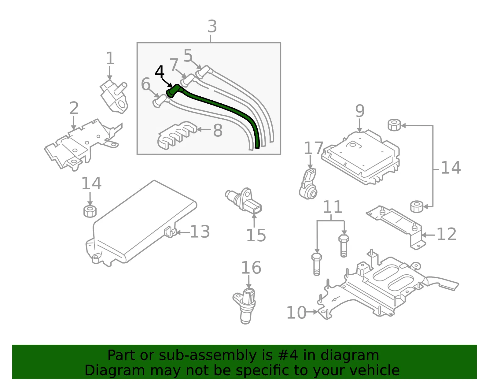 Plug Wire - Mazda (n3h118160b) - view 2
