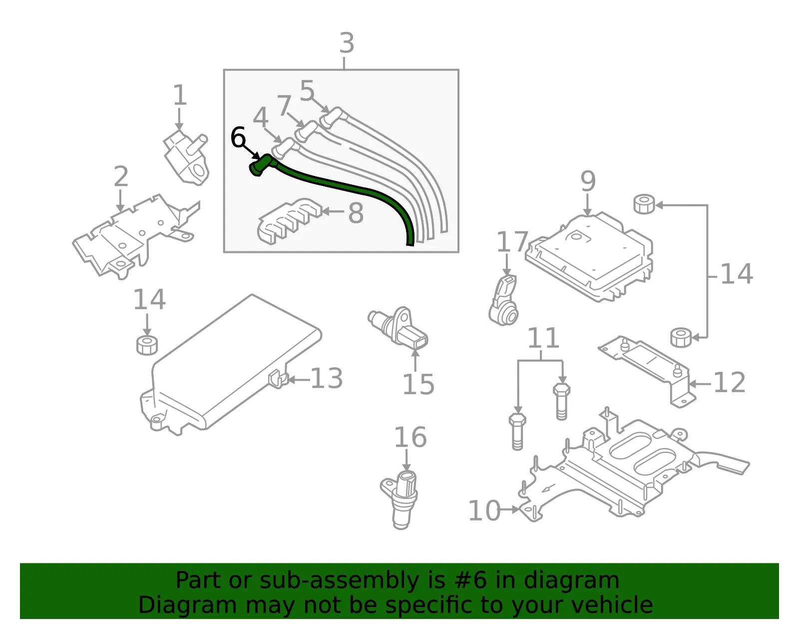 Plug Wire - Mazda (n3h118180a) - view 2