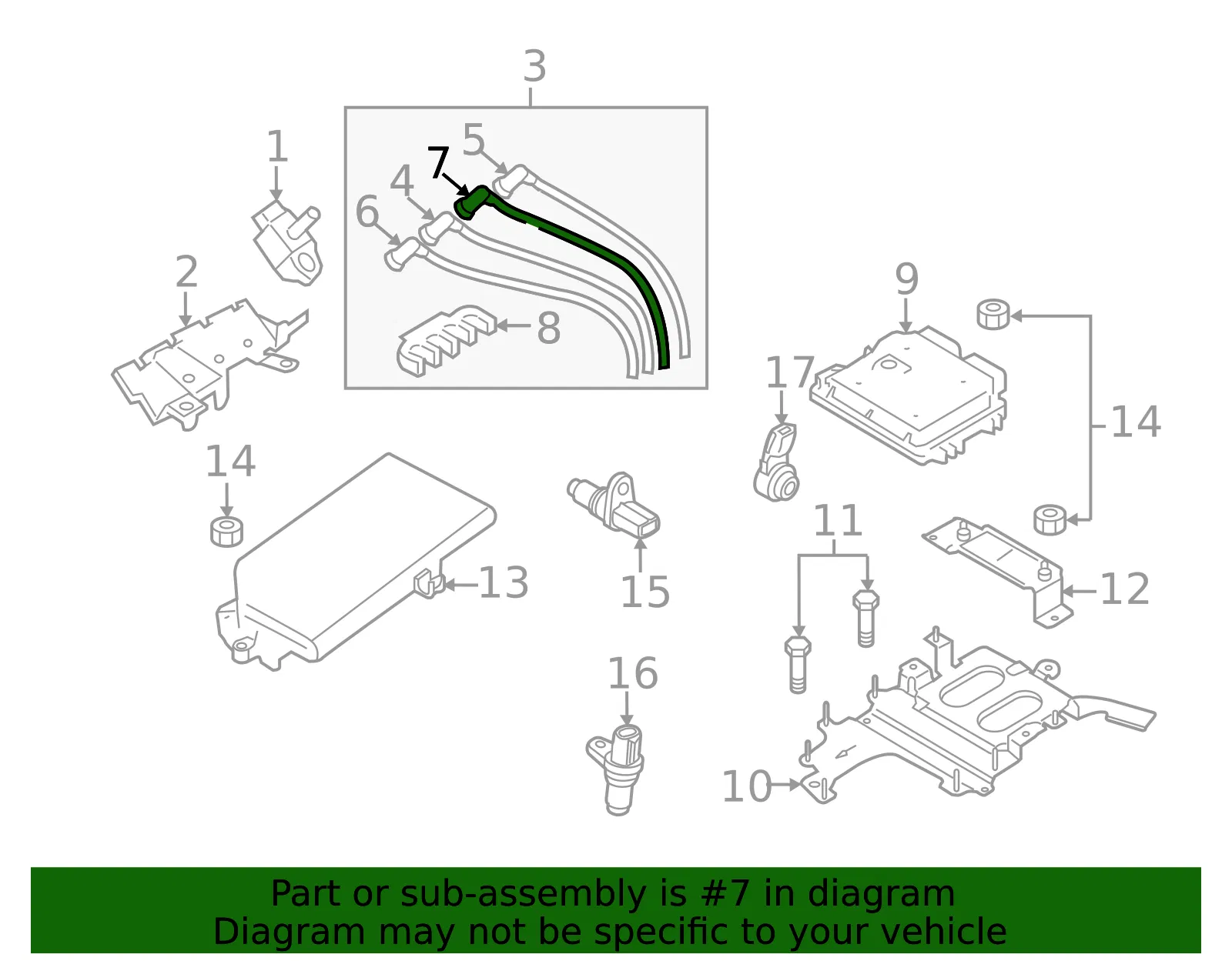 Plug Wire - Mazda (n3r118190a) - view 2