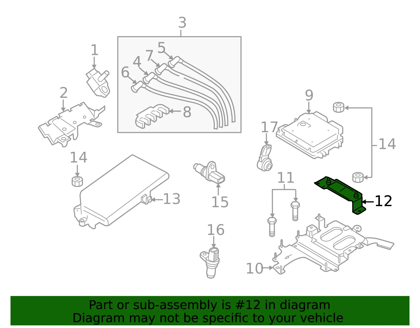 Engine Control Module (ECM) Bracket - Mazda (n3r118710) - view 2