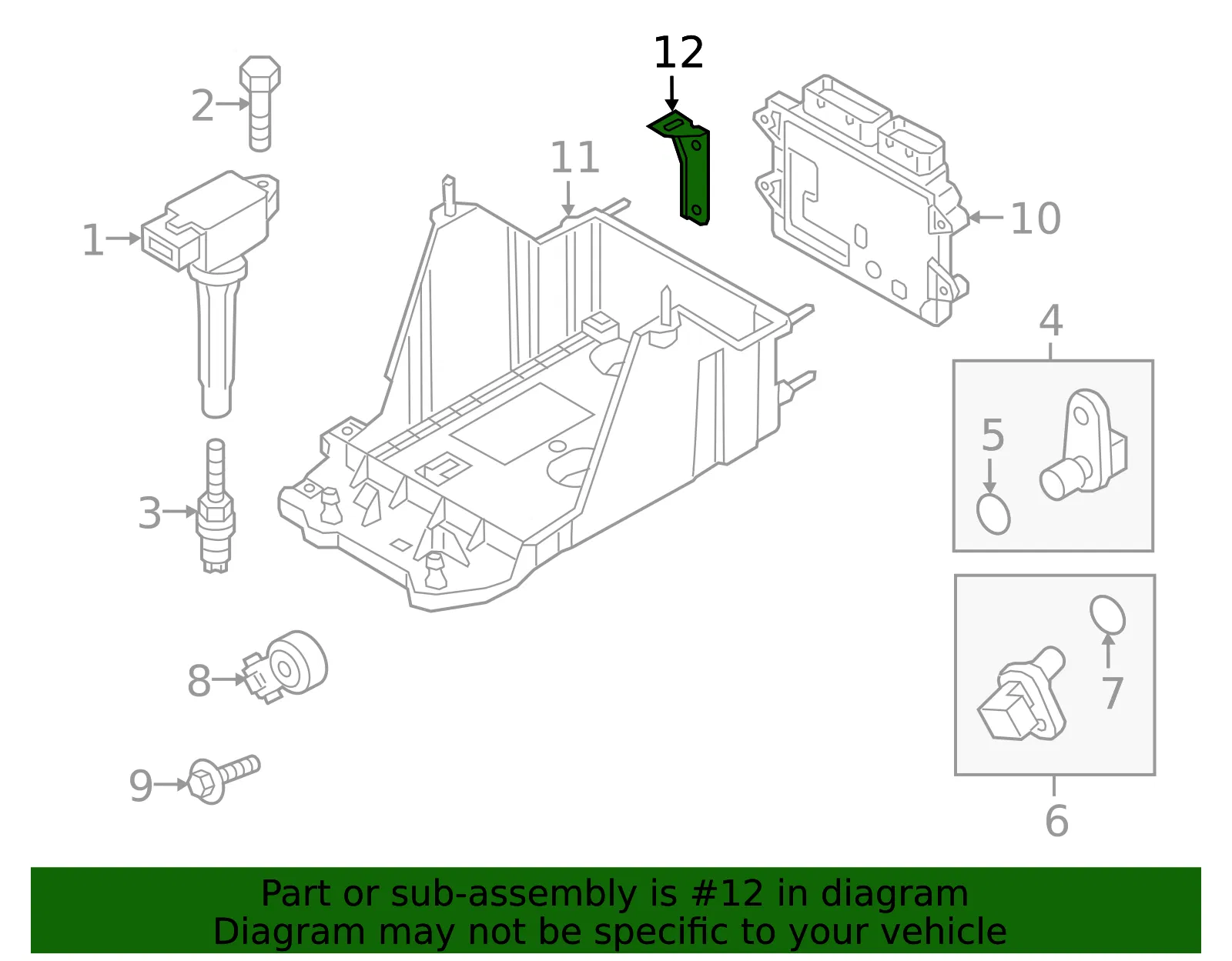 Engine Control Module (ECM) Bracket - Mazda (pah918884) - view 2