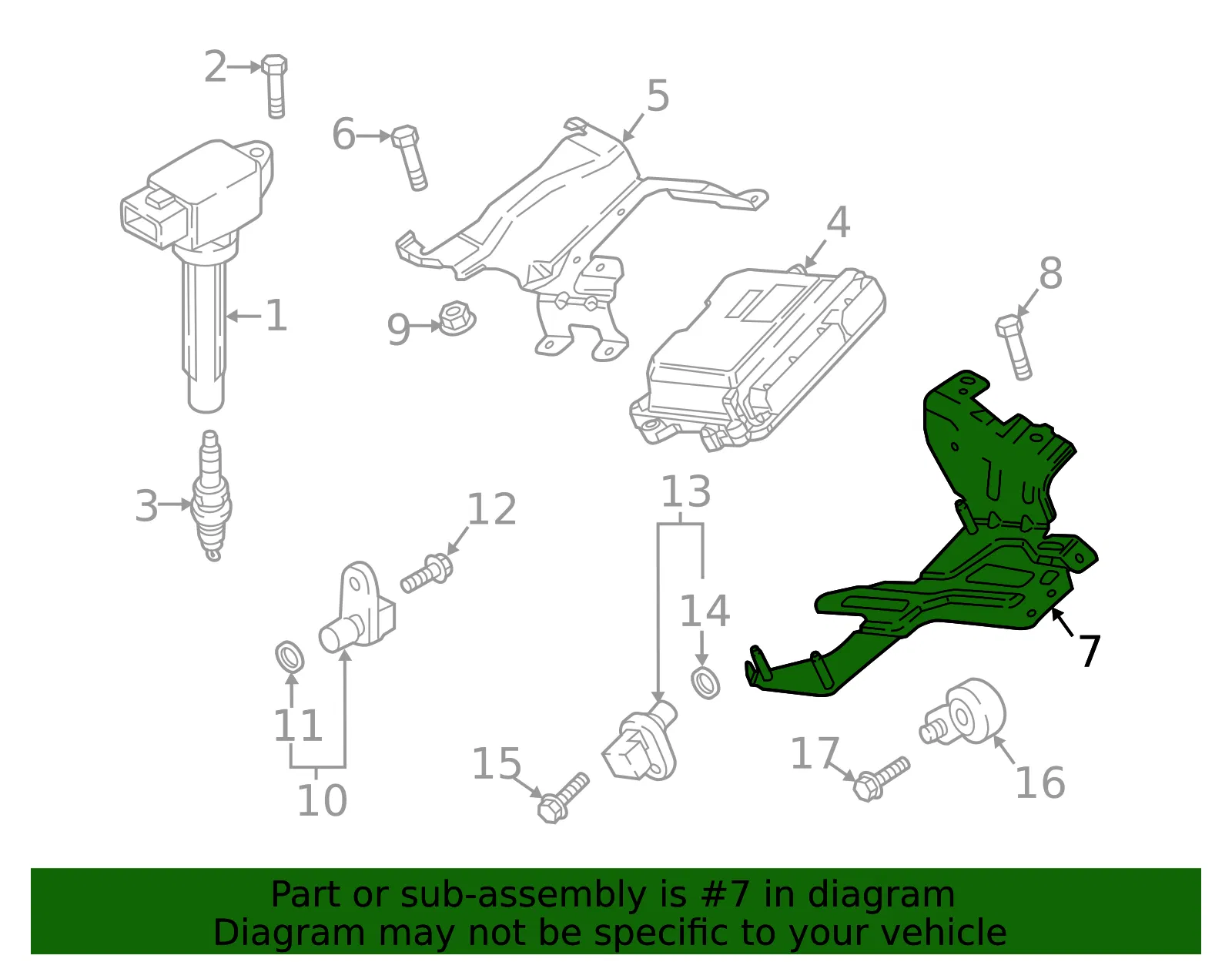 Engine Control Module (ECM) Bracket - Mazda (pyfl18885) - view 2