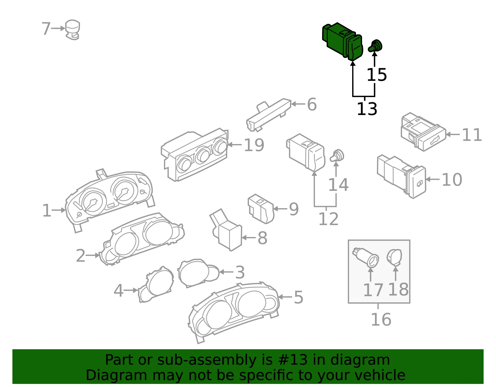 Hazard Switch - Mazda (td11664h0) - view 2