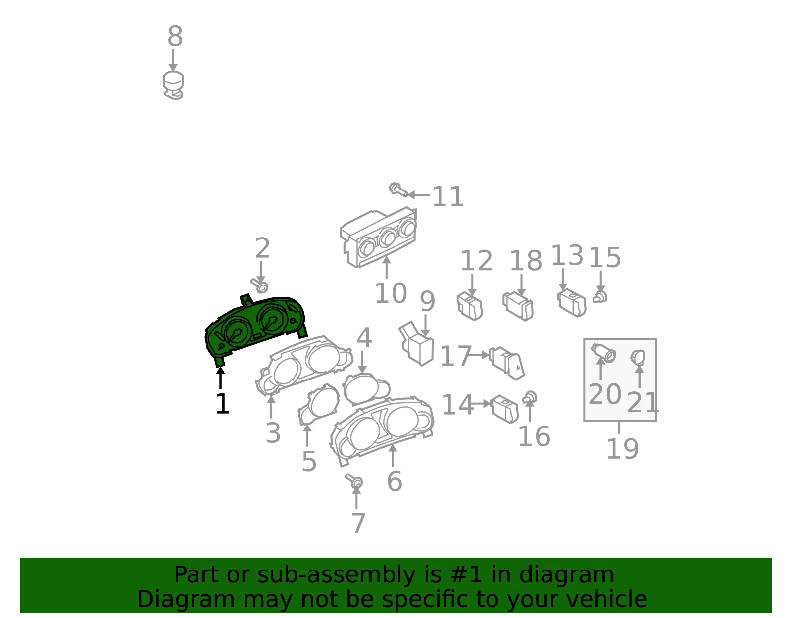 Instrument Cluster - Mazda (td1955471b) - view 2