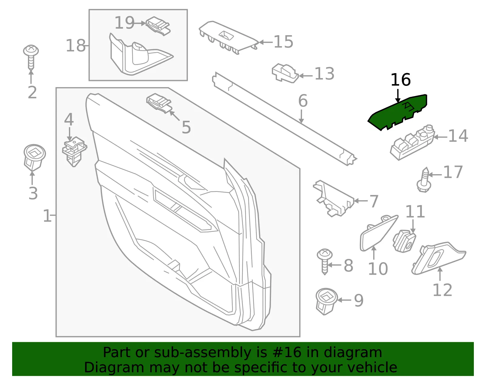 Door Switch Trim Panel - Mazda (va40684l602) - view 2